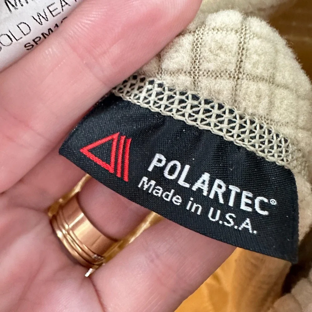 Vtg Polartec Mens Small Tan Midweight Cold‎ Weather Thermal Baselayer Waffle USA